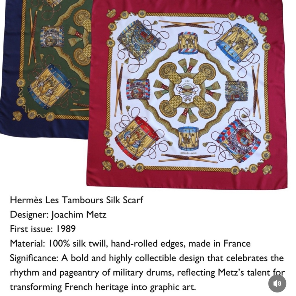 🔥🔥Authentic Hermès "Les Tambours" silk scarf🔥🔥 - Picture 5 of 5